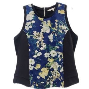 4x$25 Rachel Roy blue floral perforated  sleeveless  exposed zip  top XL